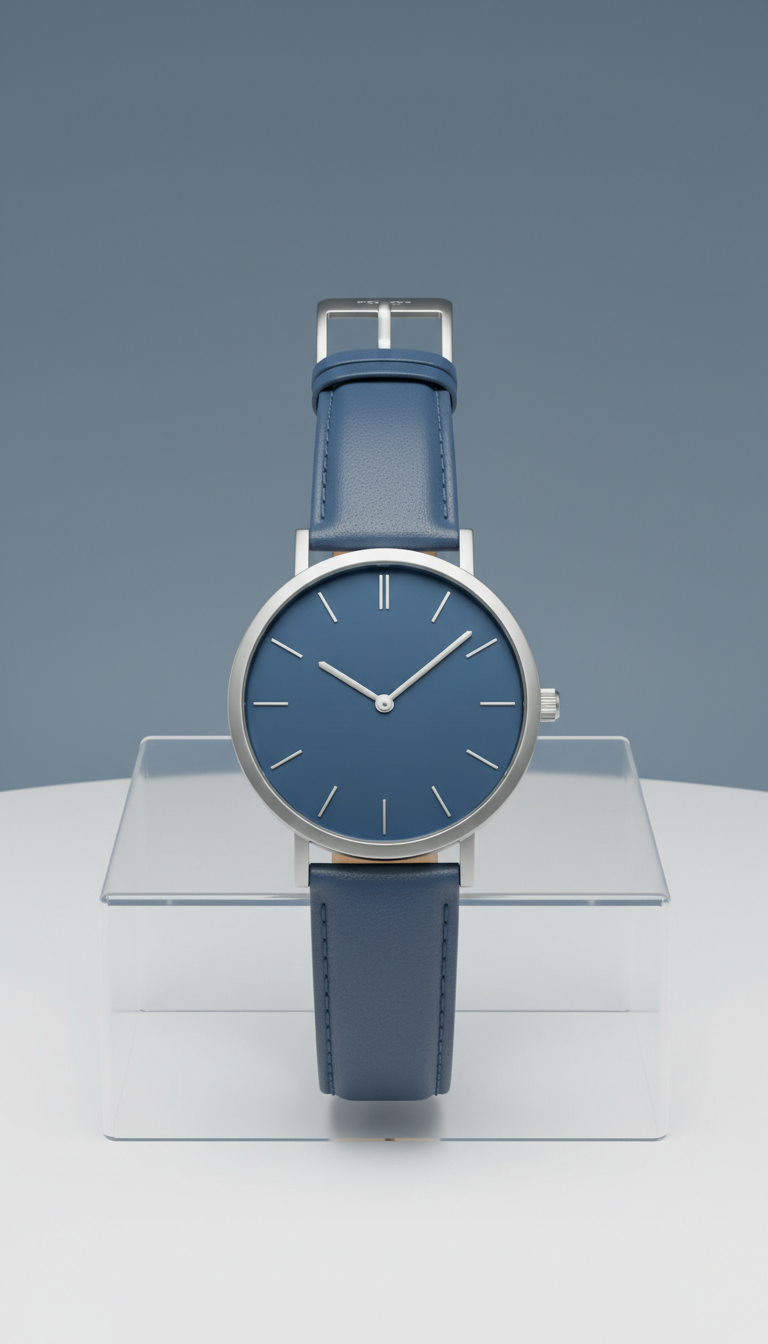 Platinum Blue Minimalist Dial Watch