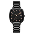 HANNAH MARTIN HM1691 black watch with rose-gold-tone hands and markers, front view