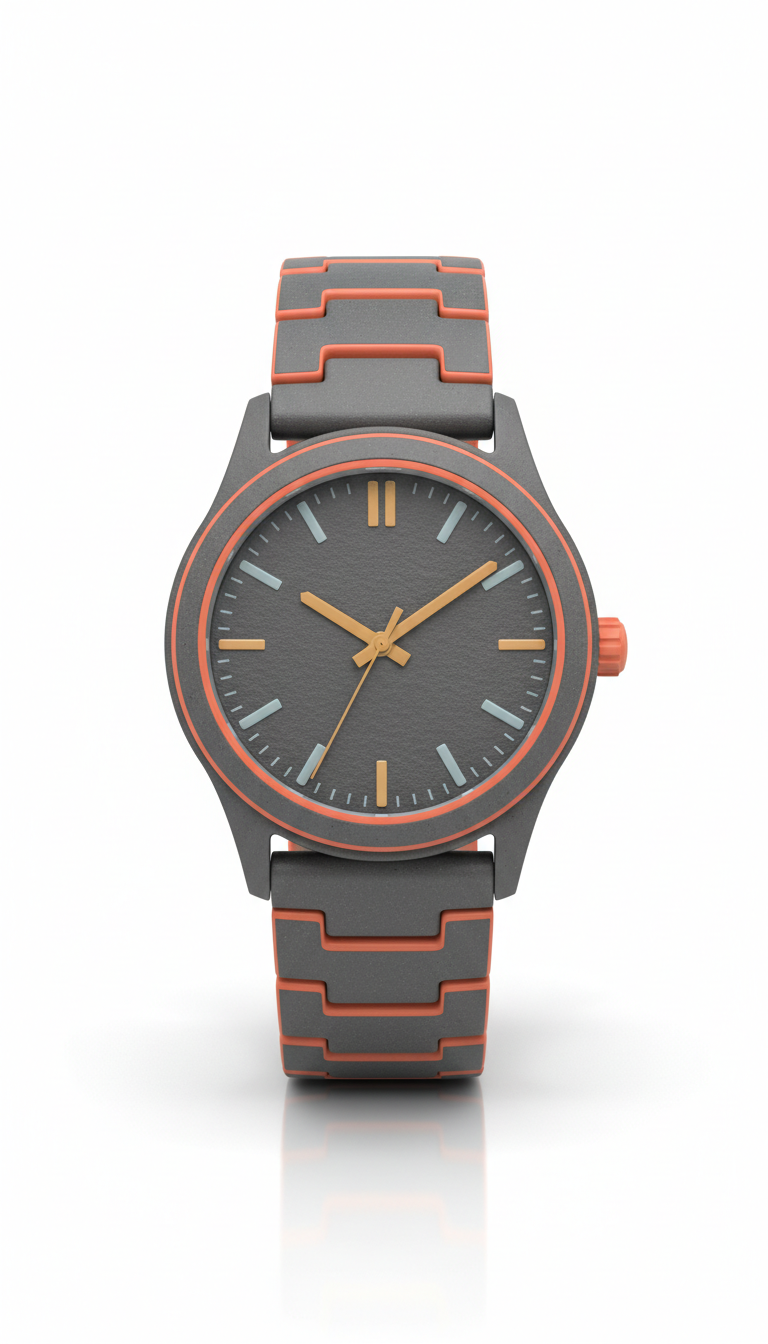 Ceramic Slate Band Watch with Coral Edge